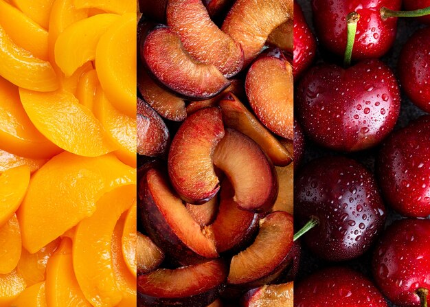 Collage of fruits textures