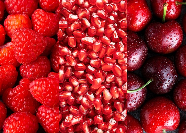 Collage of fruits textures