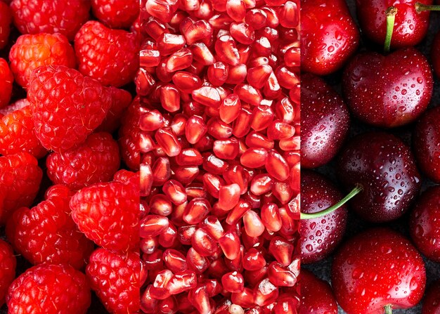 Collage of fruits textures