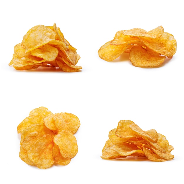 Коллаж из вкусных картофельных чипсов
