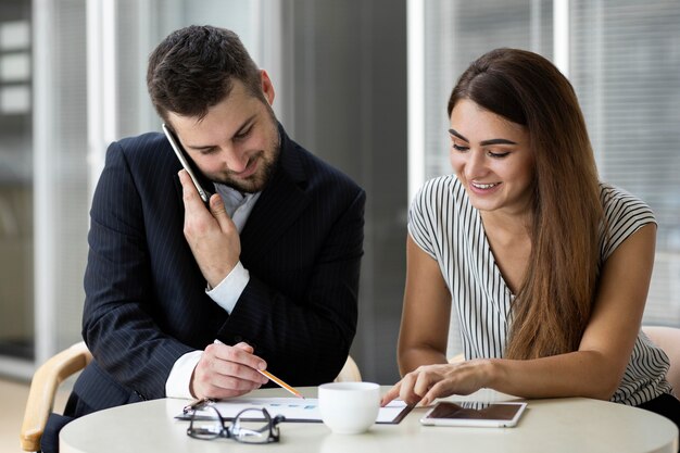 Colleagues in a business meeting together