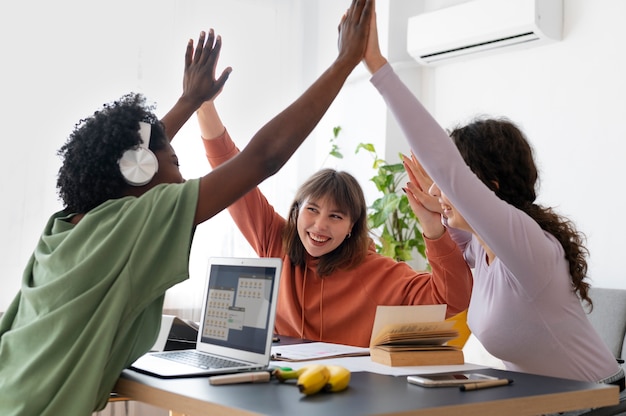 Colleagues doing team work for a project