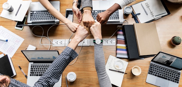 Colleagues giving a fist bump