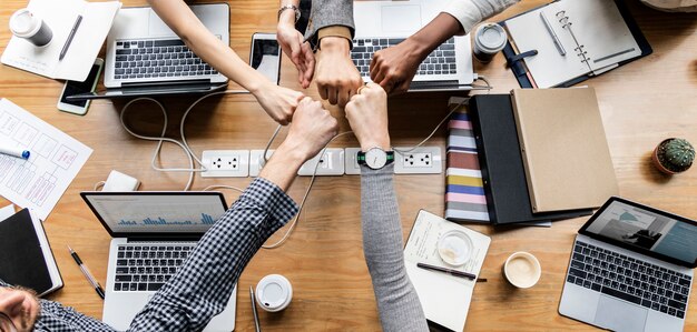 Colleagues giving a fist bump