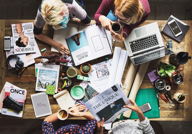 Colleagues working at a desk 