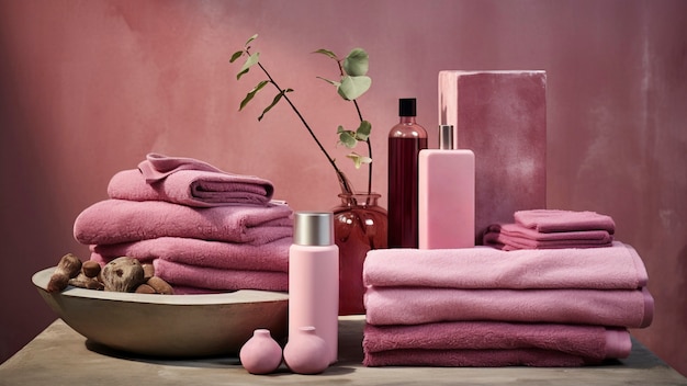 Free photo collection of beauty and care products with pink tones