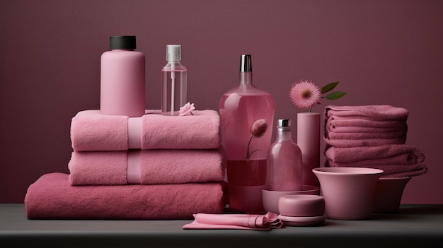 Free photo collection of beauty and care products with pink tones