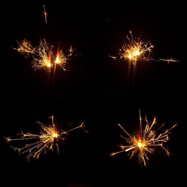 Foto gratuita raccolta di sparklers masterizzazione