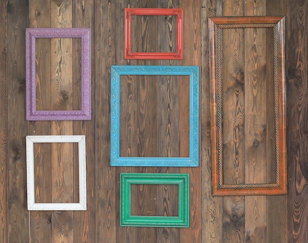 Collection of colored vintage picture frames