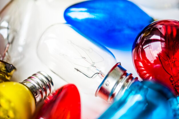 Collection of colorful light bulbs