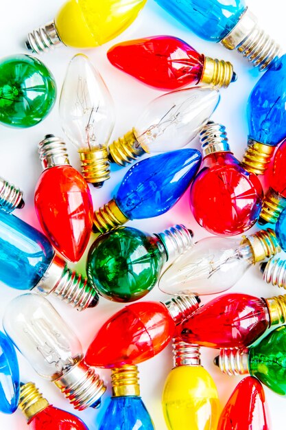 Collection of colorful light bulbs