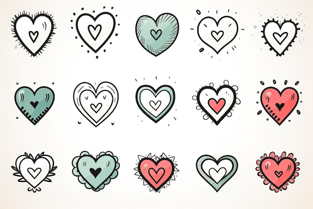 Free photo collection of drawn hearts in flat style valentines day greeting card design