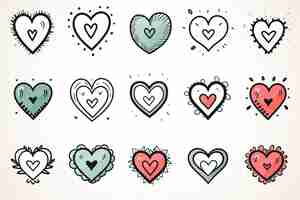 Free photo collection of drawn hearts in flat style valentines day greeting card design