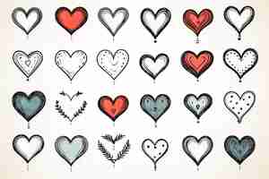 Free photo collection of drawn hearts in flat style valentines day greeting card design