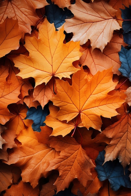 Collection of dry fall leaves