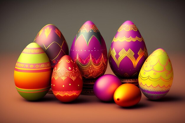 Foto gratuita una raccolta di uova di pasqua con colori diversi.