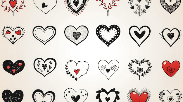 Free photo collection of hand drawn hearts in flat style