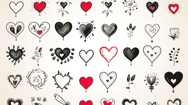 Free photo collection of hand drawn hearts in flat style