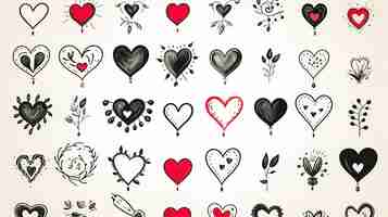 Free photo collection of hand drawn hearts in flat style