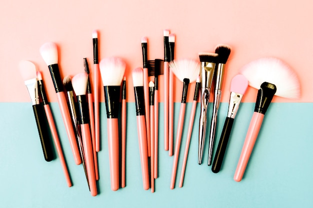 Collection of makeup brushes