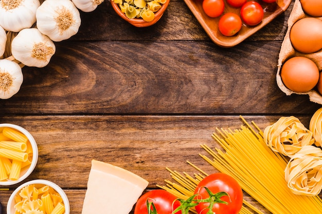 Raccolta di ingrediente di pasta