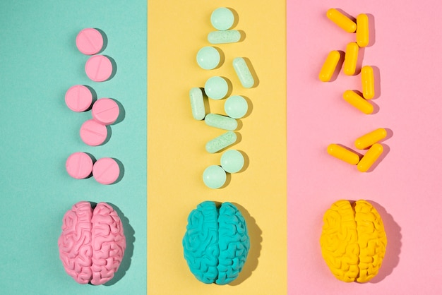 Free photo collection of pills for brain boost and memory improvement