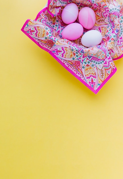 Free photo collection of pink easter eggs in napkin