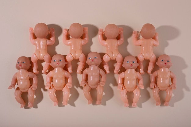 Collection of plastic baby dolls for children