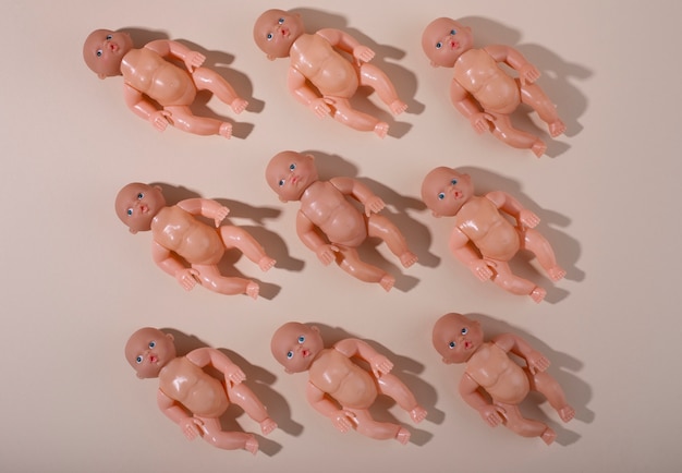 Collection of plastic baby dolls for children