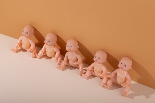 Collection of plastic baby dolls for children