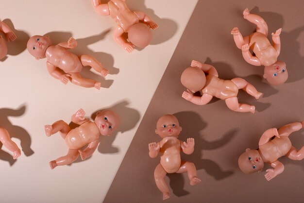 Collection of plastic baby dolls for children