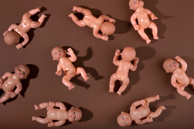 Collection of plastic baby dolls for children