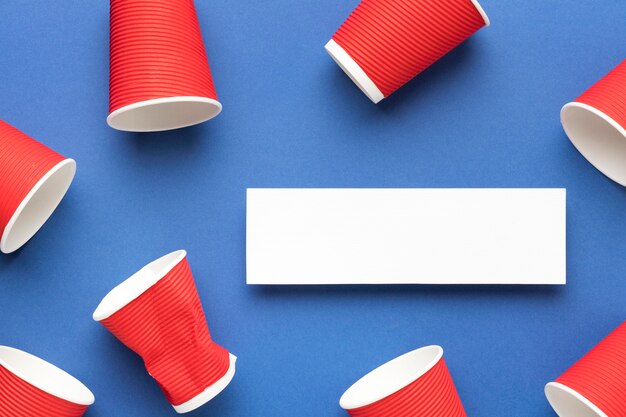 Collection of plastic cups on the table