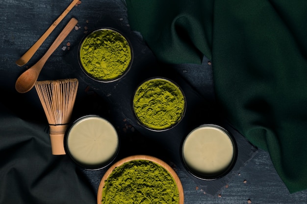 Collection of powder green teas