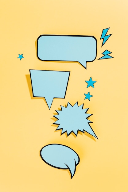 Collection of trendy blue speech bubbles