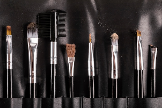 Collection of various makeup brushes