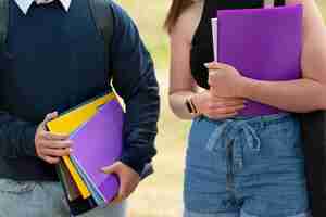 Free photo college students cramming outdoor