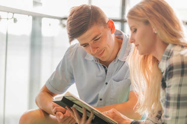 College students with book