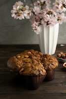 Colomba with almonds and flowers