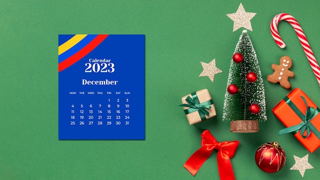 Foto gratuita calendario natalizio colombiano per il 2023