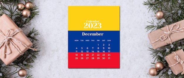 무료 사진 2023년 콜롬비아 크리스마스 달력