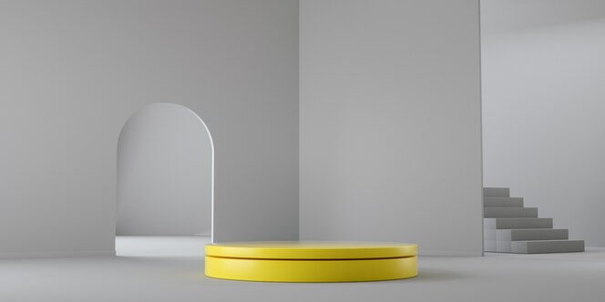 Color of the 2021 year. abstract yellow and grey empty geometric 3d render