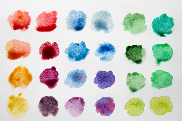 Color palette of watercolor stains
