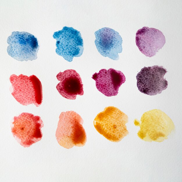 Color palette of watercolor stains