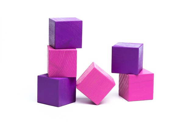 Colored children cubes on white isolated background