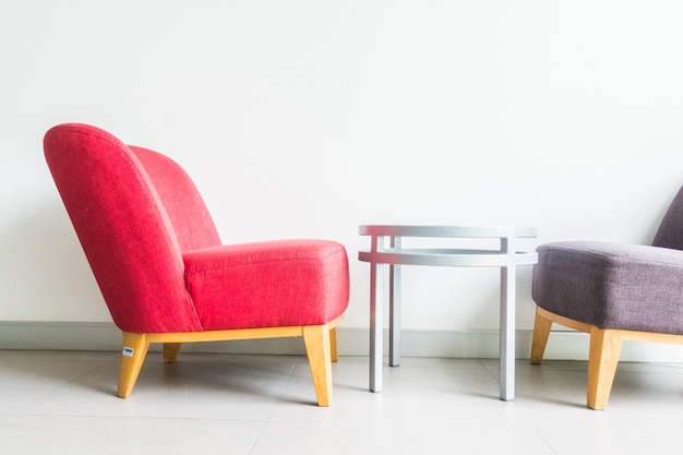 Colored couches with a middle table