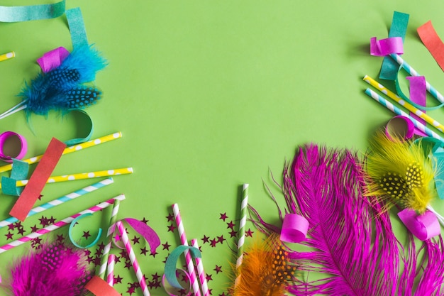 Colored feathers with candy sticks