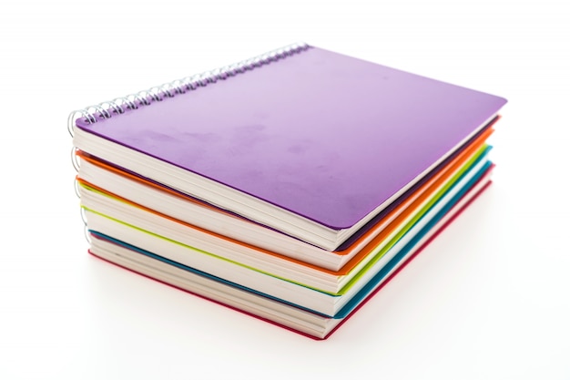 Colored notebooks stacked