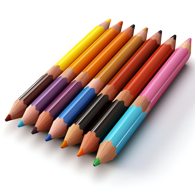 Free photo colored pencils isolated on white background 3d rendering