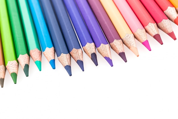 Free photo colored pencils on a white background